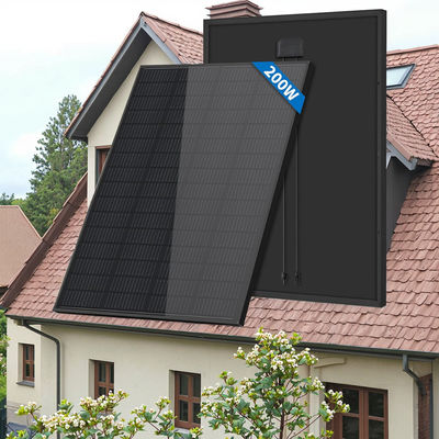 House Solar Energy System 200W Black Solar Panel with Glass and 900mm PV Cable